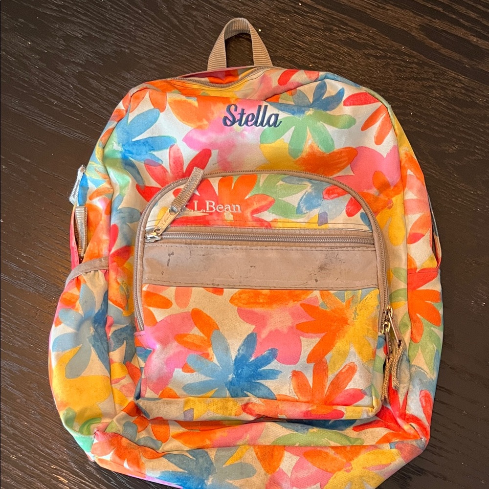 L.L. Bean Jr. size Multicolor Floral Backpack Stella used condition